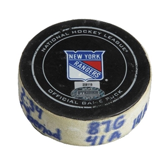 Sidney Crosby Goal Scored Puck From Rangers vs Penguins Playoff Game in 2014 (Steiner)